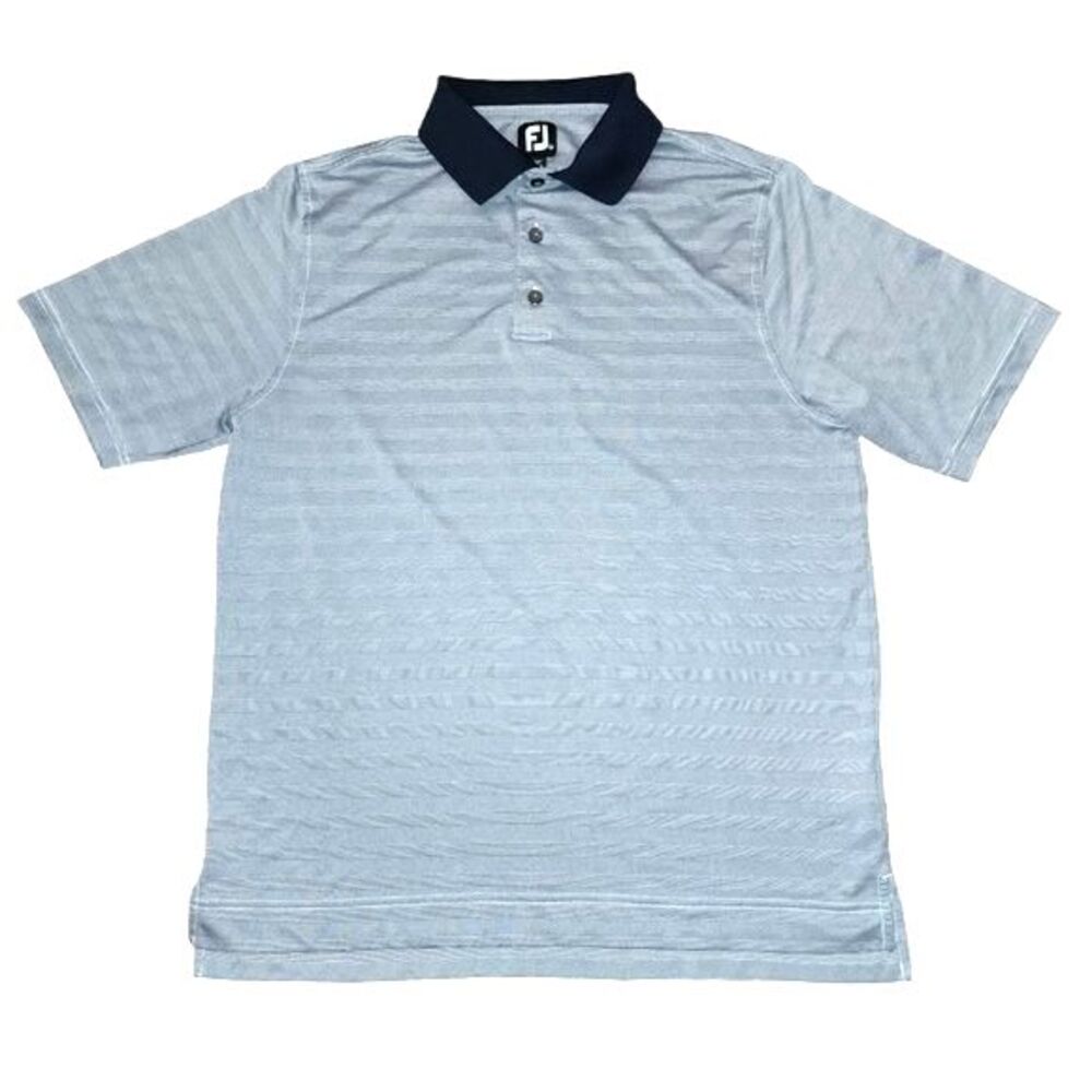 Footjoy Navy & Gray Stripe Short Sleeve Golf Polo Shirt Men's Size L